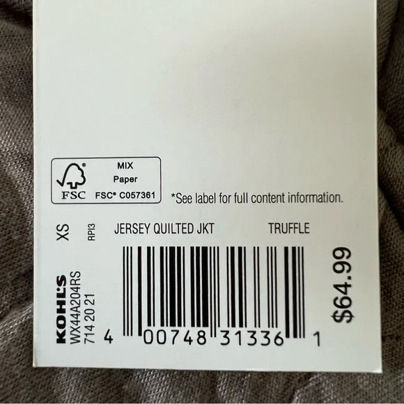 Women's FLX Cropped Quilted Jacket NWT Size XS Truffle - Picture 14 of 15